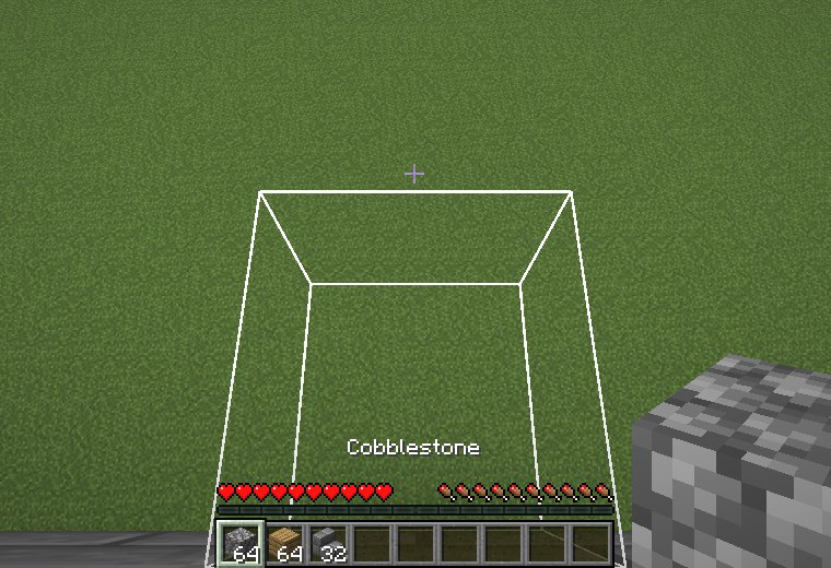 First-person view looking down off the edge of a platform, with a white outline marking the empty cell ahead.